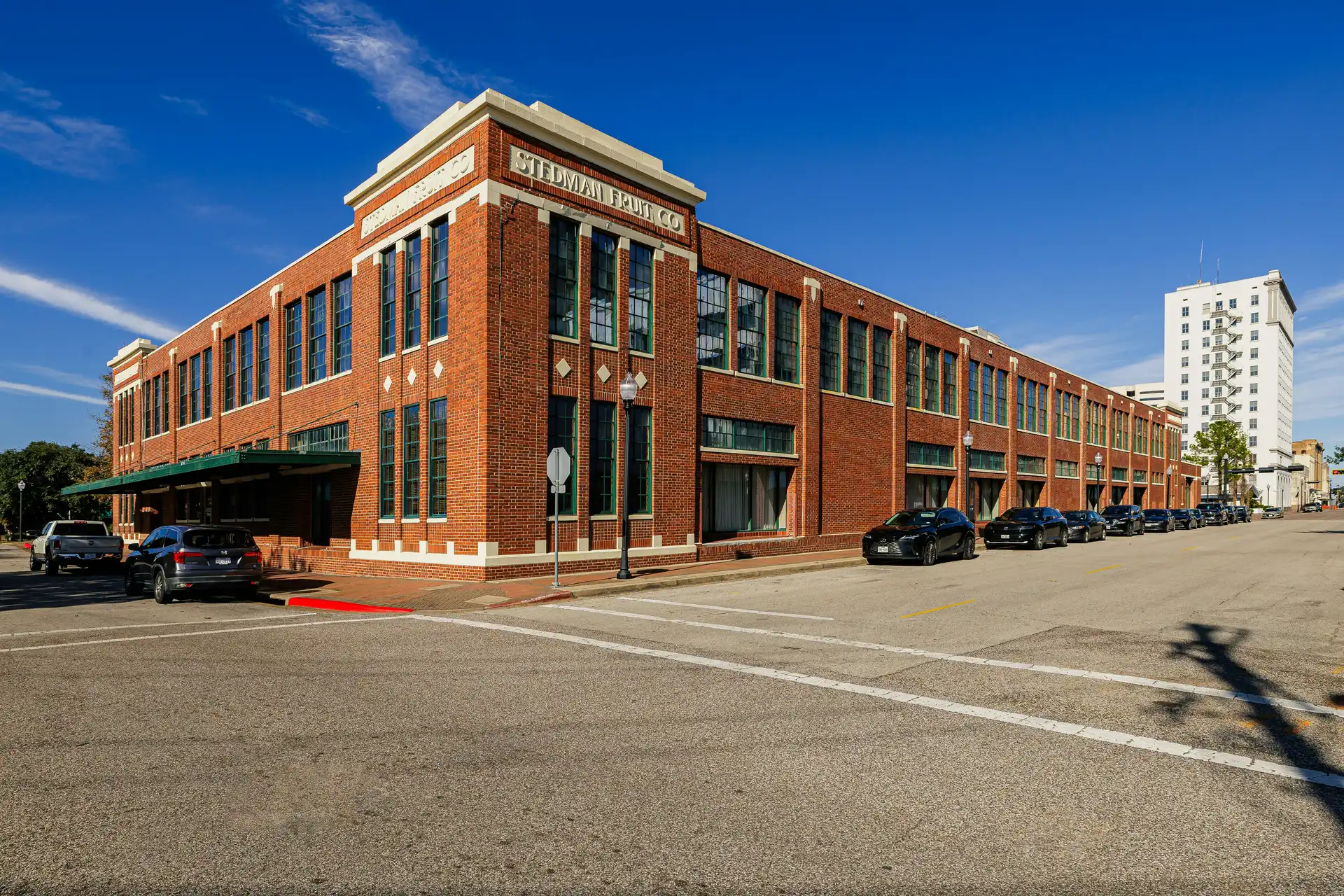 City skyline commercial buildings